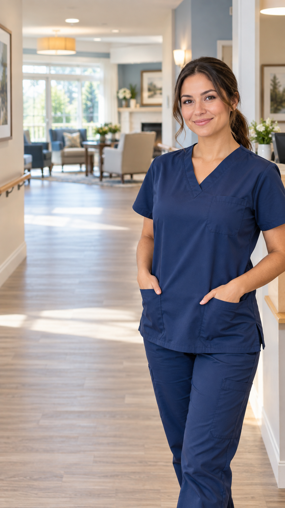 A professional caregiver in a care setting